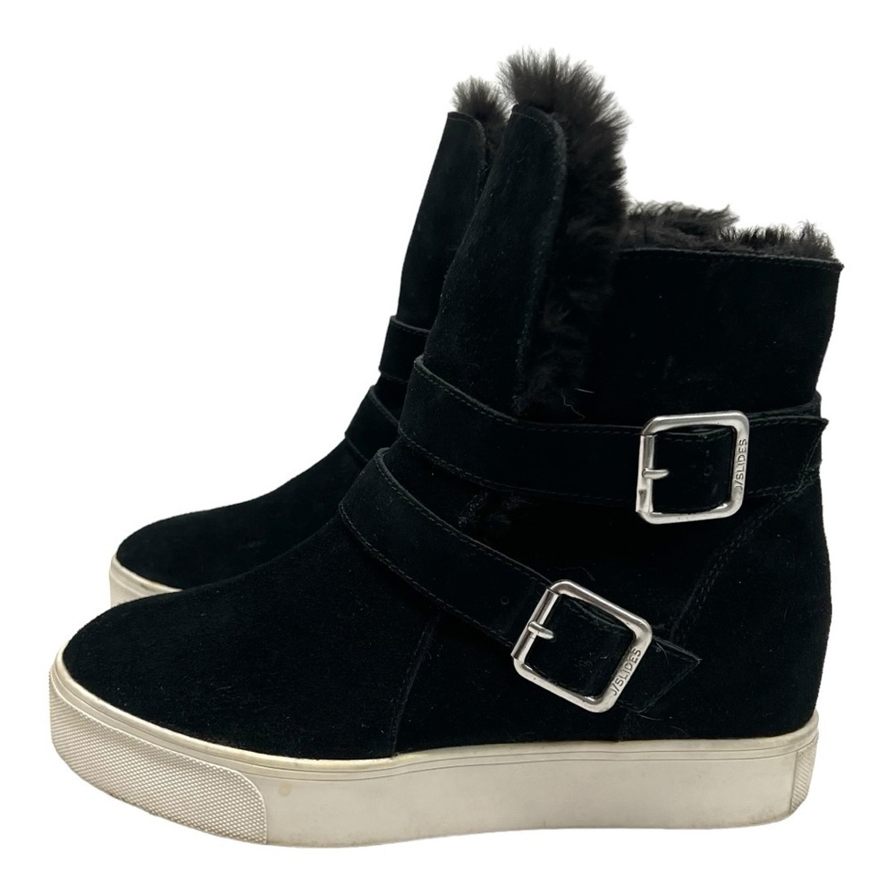 J Slides Wells Black Suede Faux Fur Lined Waterproof Cold Weather Boots Womens 8 - Picture 5 of 13